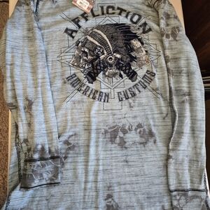 Affliction Northern Customs Blue Men's Shirt-Reversible